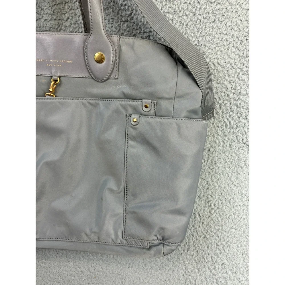 Marc by Marc Jacobs Nylon Tote Bag Womens Medium Gray Crossbody Shoulder Diaper